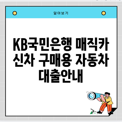 KB국민은행 매직카 신차 구매용 자동차 대출안내