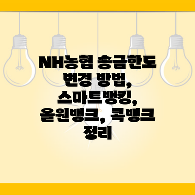 NH농협 송금한도 변경 방법, 스마트뱅킹, 올원뱅크, 콕뱅크 정리