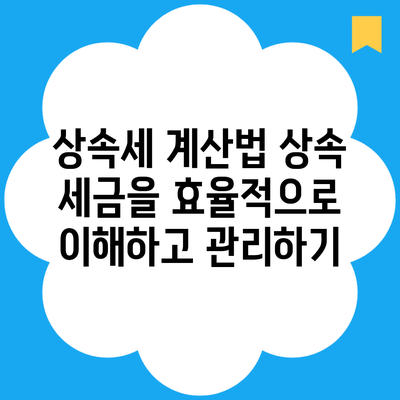 상속세 계산법 상속 세금을 효율적으로 이해하고 관리하기