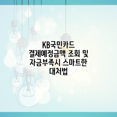 KB국민카드 결제예정금액 조회 및 자금부족시 스마트한 대처법