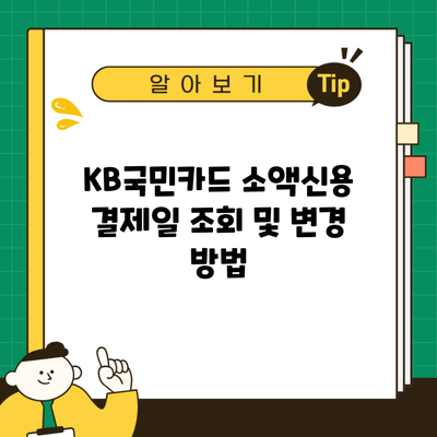 KB국민카드 소액신용 결제일 조회 및 변경 방법