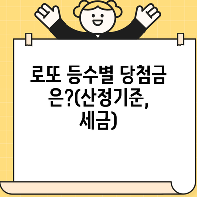 로또 등수별 당첨금은?(산정기준, 세금)