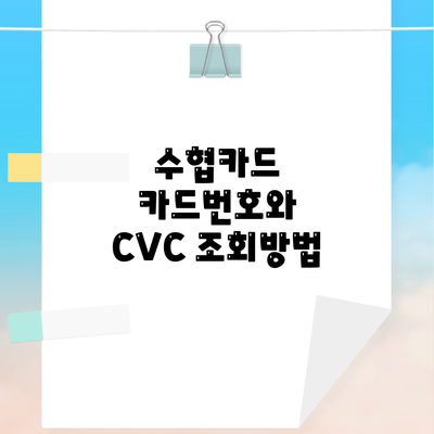 수협카드 카드번호와 CVC 조회방법