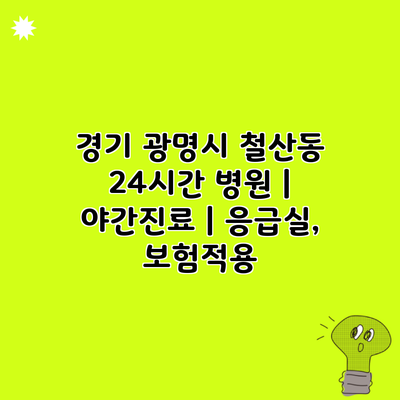 경기 광명시 철산동 24시간 병원 | 야간진료 | 응급실, 보험적용