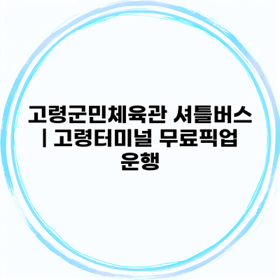 고령군민체육관 셔틀버스 | 고령터미널 무료픽업 운행