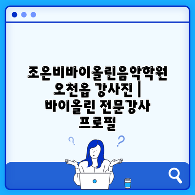 조은비바이올린음악학원 오천읍 강사진 | 바이올린 전문강사 프로필