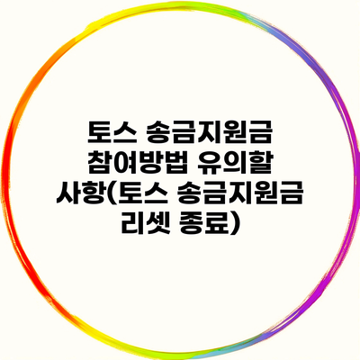 토스 송금지원금 참여방법 유의할 사항(토스 송금지원금 리셋 종료)