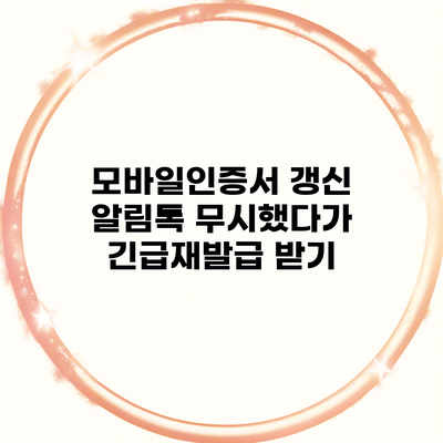 모바일인증서 갱신 알림톡 무시했다가 긴급재발급 받기