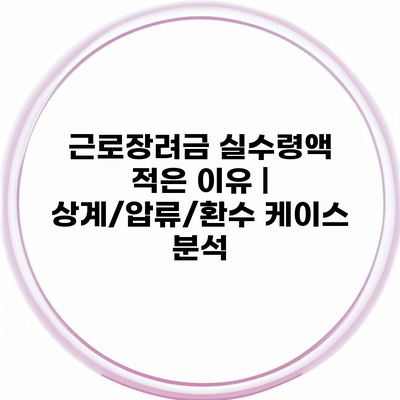 근로장려금 실수령액 적은 이유 | 상계/압류/환수 케이스 분석