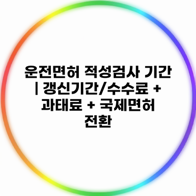 운전면허 적성검사 기간 | 갱신기간/수수료 + 과태료 + 국제면허 전환
