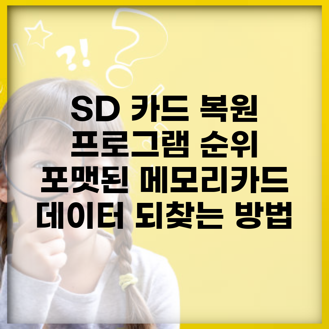 SD 카드 복원 프로그램 순위 | 포맷된 메모리카드 데이터 되찾는 방법
