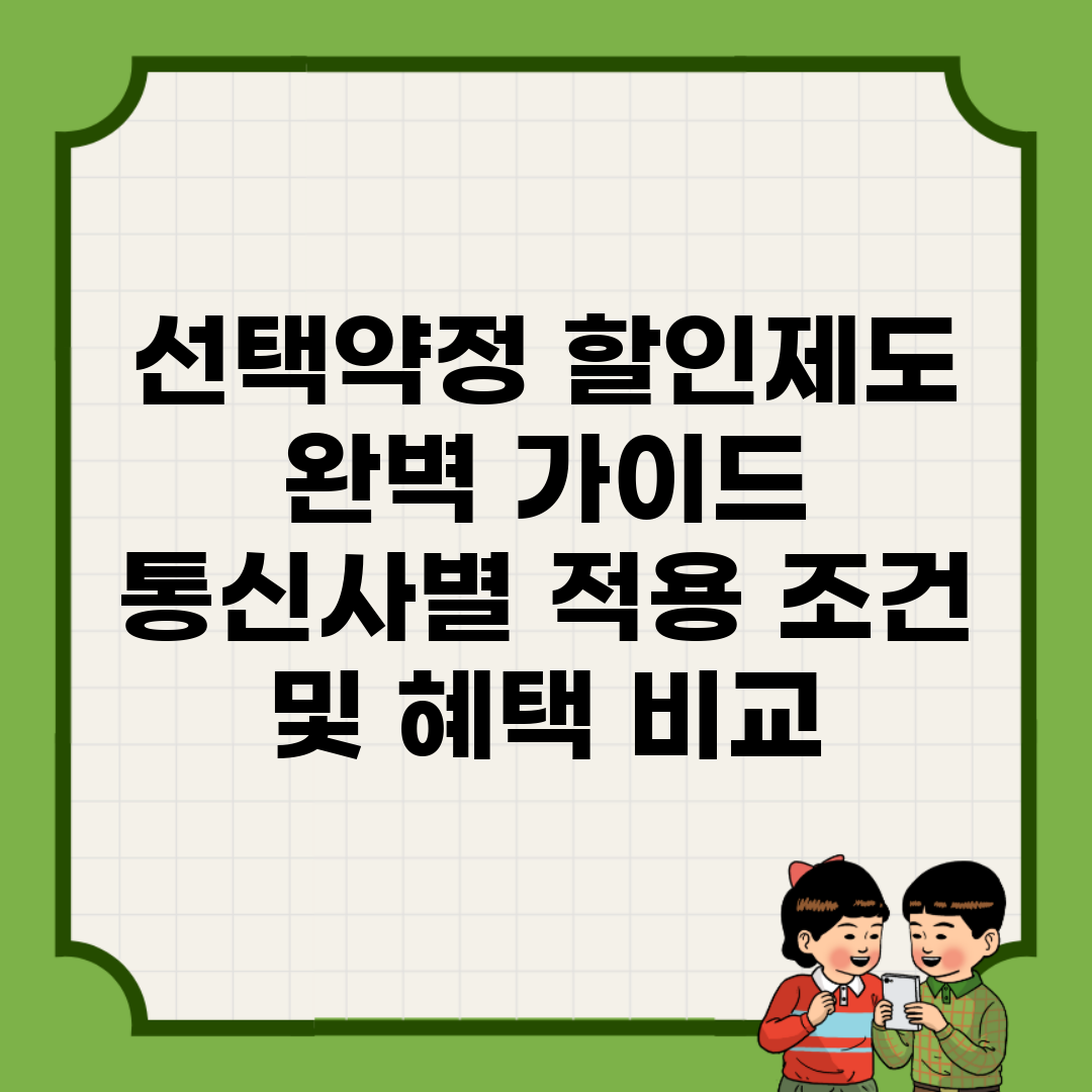 선택약정 할인제도 완벽 가이드 | 통신사별 적용 조건 및 혜택 비교