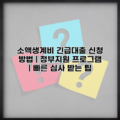 소액생계비 긴급대출 신청 방법 | 정부지원 프로그램 | 빠른 심사 받는 팁