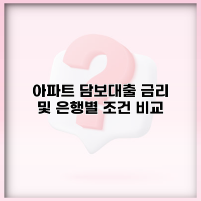 아파트 담보대출 금리 및 은행별 조건 비교