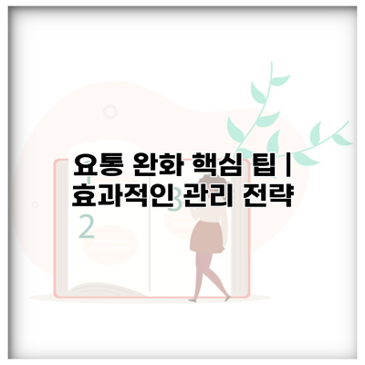 요통 완화 핵심 팁 | 효과적인 관리 전략