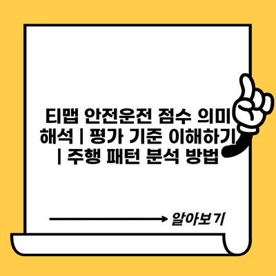 티맵 안전운전 점수 의미 해석 | 평가 기준 이해하기 | 주행 패턴 분석 방법
