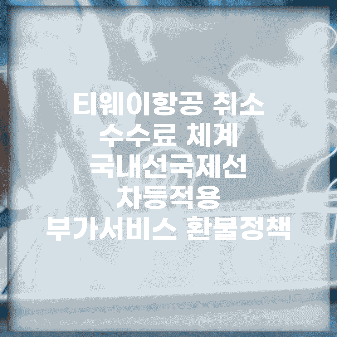 티웨이항공 취소 수수료 체계 | 국내선/국제선 차등적용 | 부가서비스 환불정책