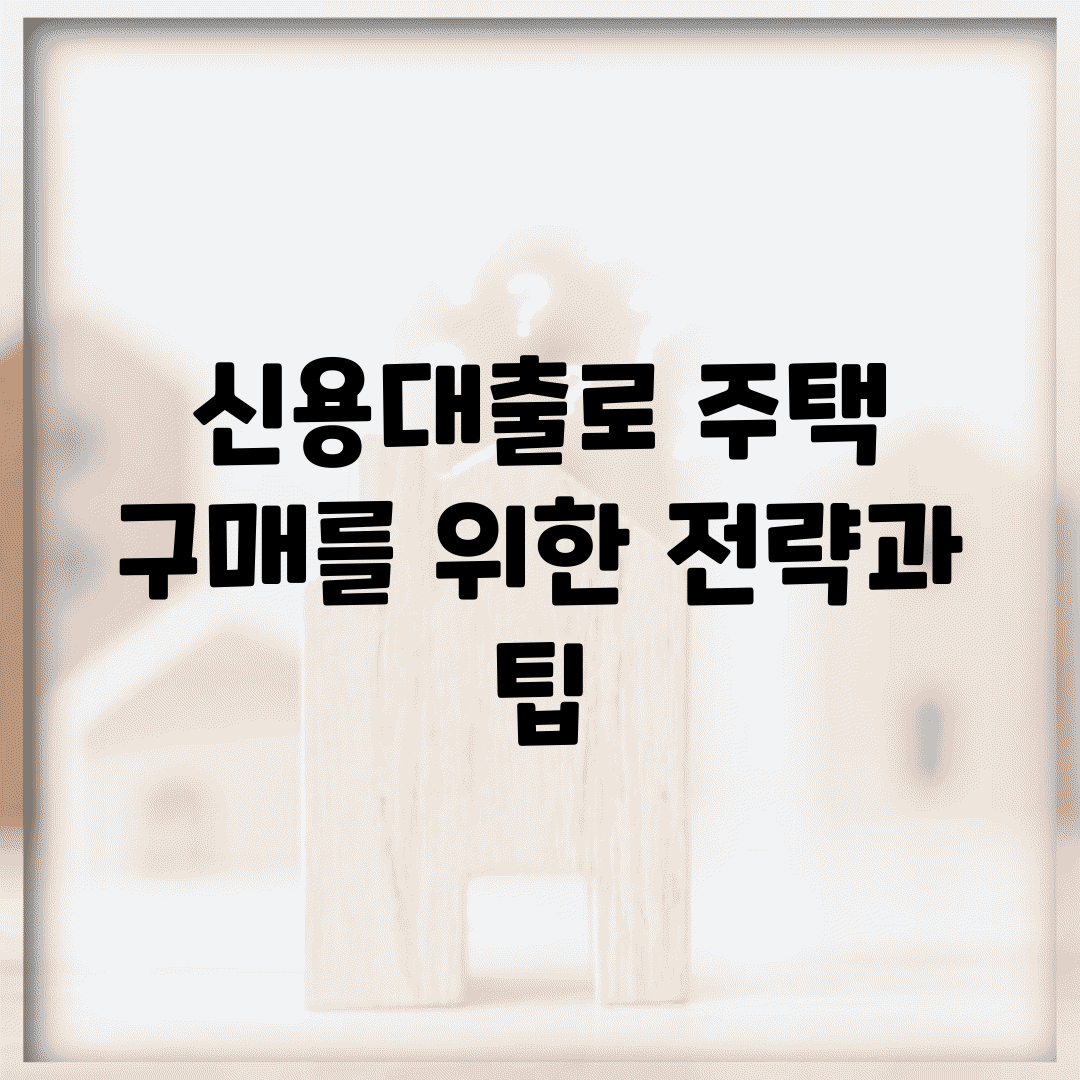 신용대출로 주택 구매를 위한 전략과 팁