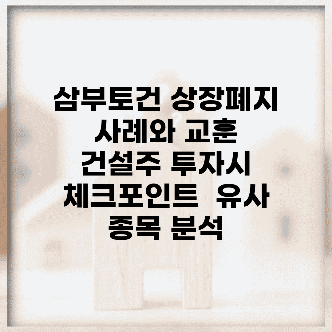 삼부토건 상장폐지 사례와 교훈 | 건설주 투자시 체크포인트 | 유사 종목 분석