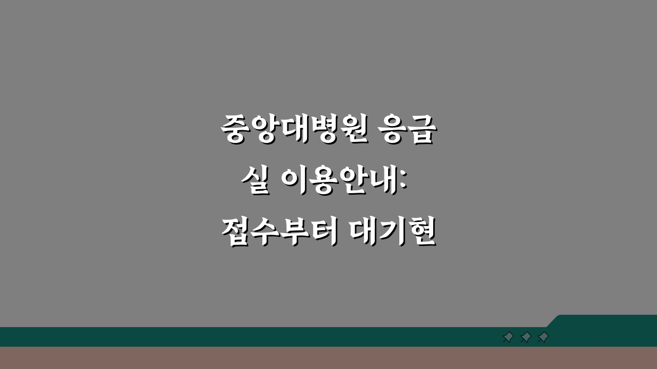 중앙대병원 응급실 이용안내: 접수부터 대기현황까지 필수 정보 총정리