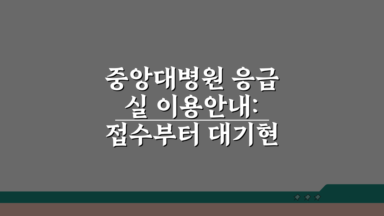 중앙대병원 응급실 이용안내: 접수부터 대기현황까지 필수 정보 총정리