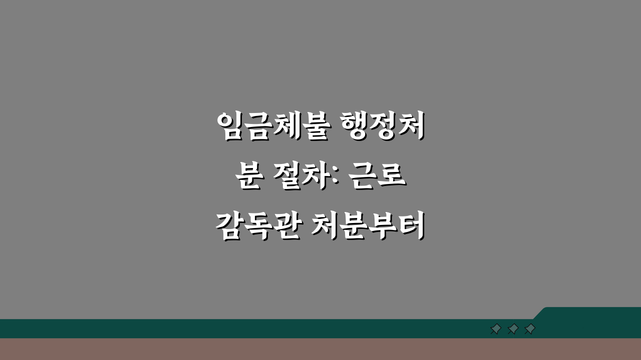 임금체불 행정처분 절차: 근로감독관 처분부터 시정명령 이행, 불복까지 7단계 가이드