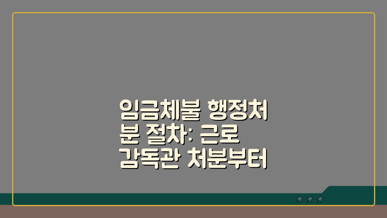 임금체불 행정처분 절차: 근로감독관 처분부터 시정명령 이행, 불복까지 7단계 가이드