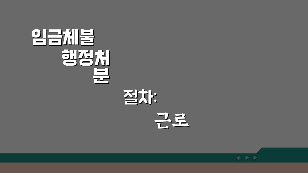 임금체불 행정처분 절차: 근로감독관 처분부터 시정명령 이행, 불복까지 7단계 가이드